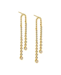 by Adina Eden Fancy Cubic Zirconia Gold Plated Bezel Double Tennis Drop Stud Earrings