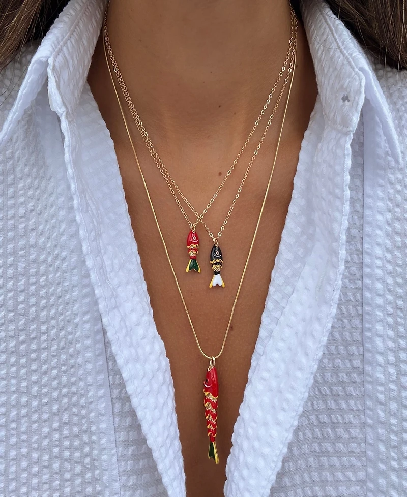 by Adina Eden Colored Mini Fish Pendant Necklace