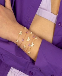 By Adina Eden Pave Triple Butterfly Bracelet