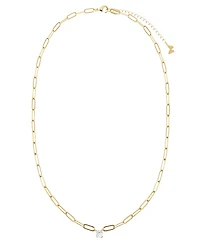 By Adina Eden Cubic Zirconia Solitaire Four Prong Paperclip Necklace