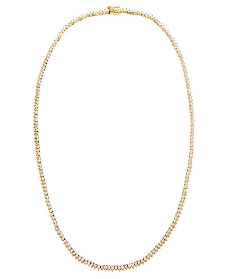 By Adina Eden Thin Three Prong Tennis Necklace