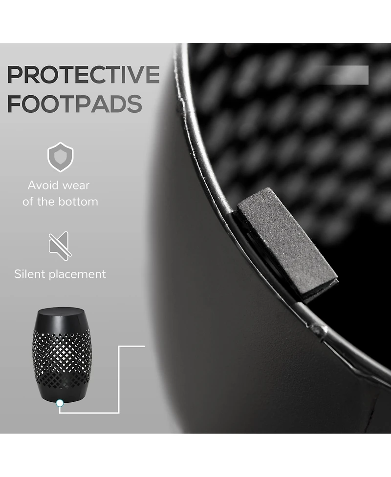 Outsunny 12.5" Steel Patio End Table, Round Hollow Drum Side Table, Accent Table for Indoor & Outdoor, Black