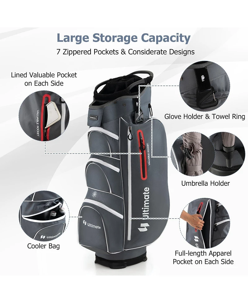 Mecale 9.5 Inch Lightweight Golf Cart Bag with 15 Way Top Dividers