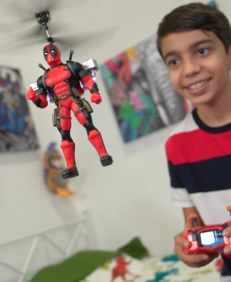 World Tech Toys Marvel Deadpool 2CH Jetpack Flying Figure Ir Helicopter