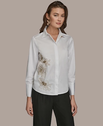 Donna Karan New York Women's Embellished Collared Shirt