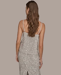 Donna Karan New York Women's Sequin Detail Cowl Neck Camisole