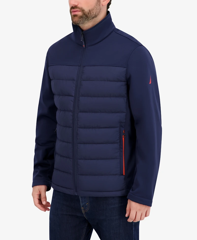 Nautica Men's Transitional Mixed Media Zip Front Jacket