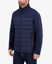 Nautica Men's Transitional Mixed Media Zip Front Jacket