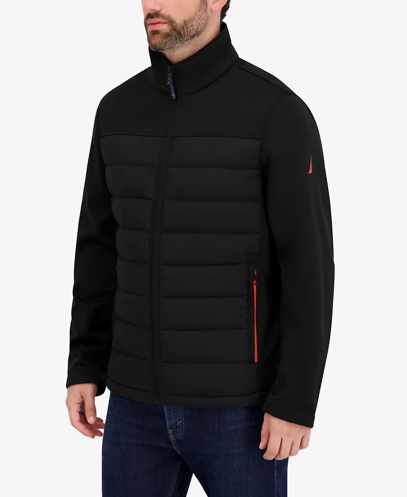 Nautica Men's Transitional Mixed Media Zip Front Jacket