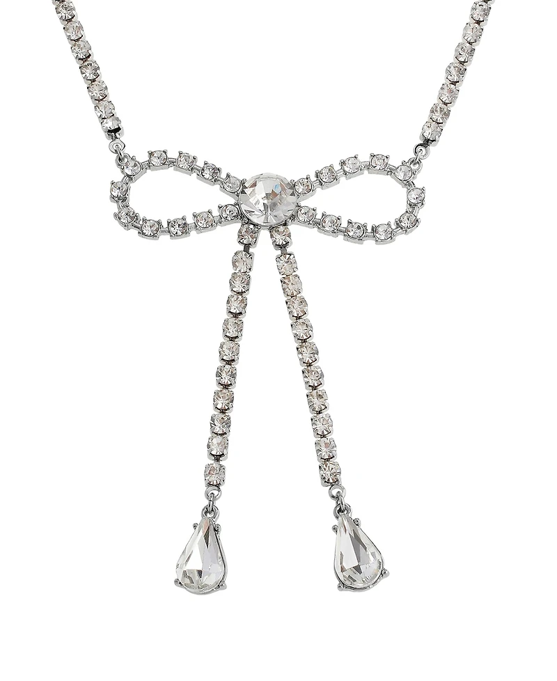 Steve Madden Faux Stone Rhinestone Bow Statement Necklace
