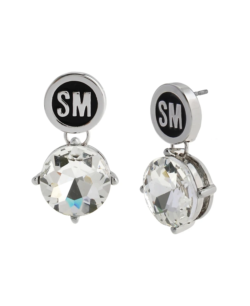 Steve Madden Faux Stone Signature Logo Drop Earrings