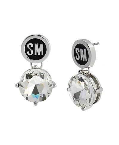 Steve Madden Faux Stone Signature Logo Drop Earrings