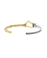 Steve Madden Two Tone Heart Knot Cuff Bracelet