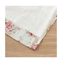 Greenland Home Antique Rose Floral Pinstripe with Dainty Scrolling Embellishments Valance 84"x19" Blue