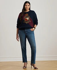 Lauren Ralph Plus Cotton Crest Long-Sleeve Sweater
