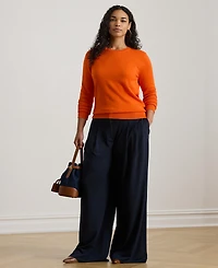 Lauren Ralph Plus Cotton-Blend Crewneck Sweater