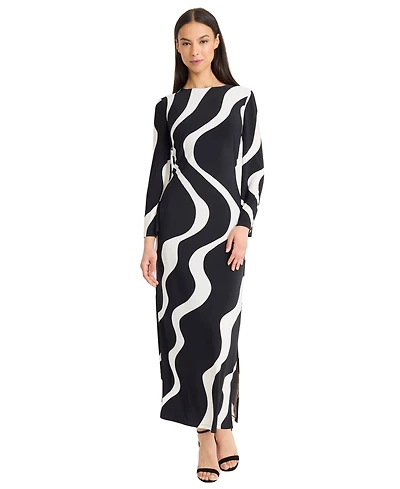 Donna Morgan Women's Long-Sleeve Maxi Dress with Slit