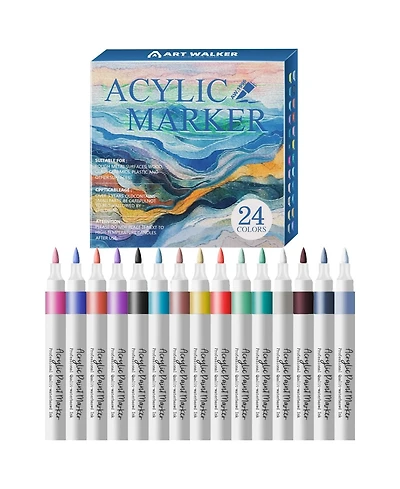 Htutwoo 24 Colors Brush Markers Pens, Water-based Ink and Quick-Drying for Plastic Sheets, Ceramics, Stone and Handmade Crafts