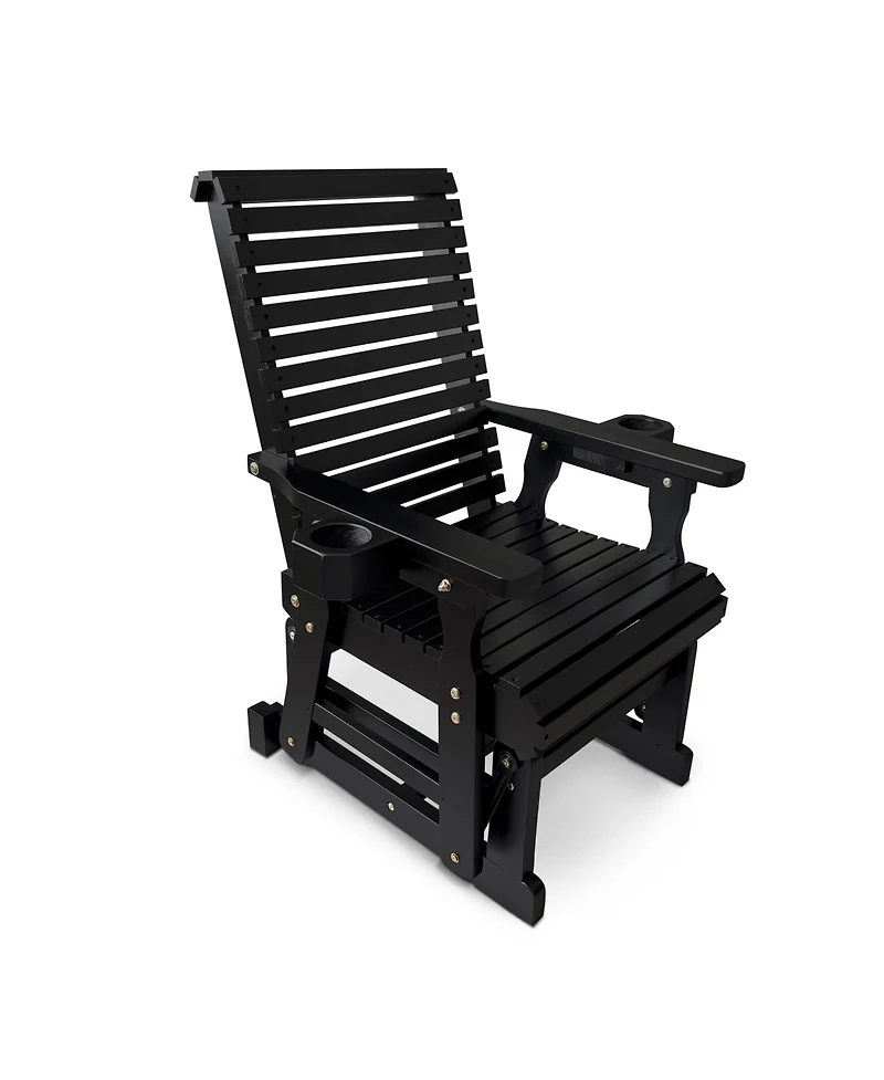 Mega Casa Patio Glider with Cup Holders, High Roll Back and Deep Contoured Seat, Heavy Duty 600 Lbs (1-Seater)