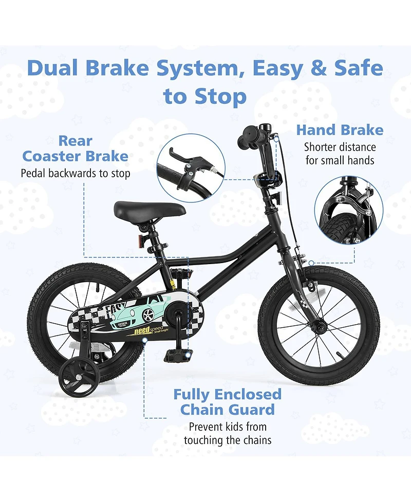 Sugift 16 Inch Kids Bike Adjustable for 3-8 Years Old with Low-Step Frame