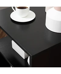 Homcom 19.75" Chic Designer S-Shaped Multi-Level Accent End Table Shelf, Black