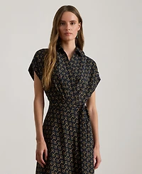 Lauren Ralph Women's Geo-Print Belted Dress