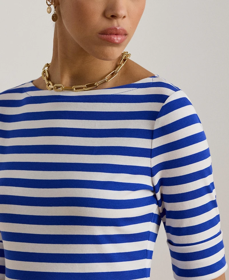 Lauren Ralph Women's Striped Boat Neck T-Shirt