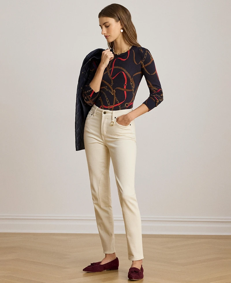 Lauren Ralph Women's Belting Print Long-Sleeve Sweater