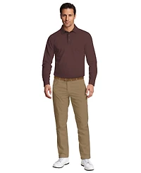 Pga Tour Men's Houndstooth Pattern Long-Sleeve Golf Polo Shirt