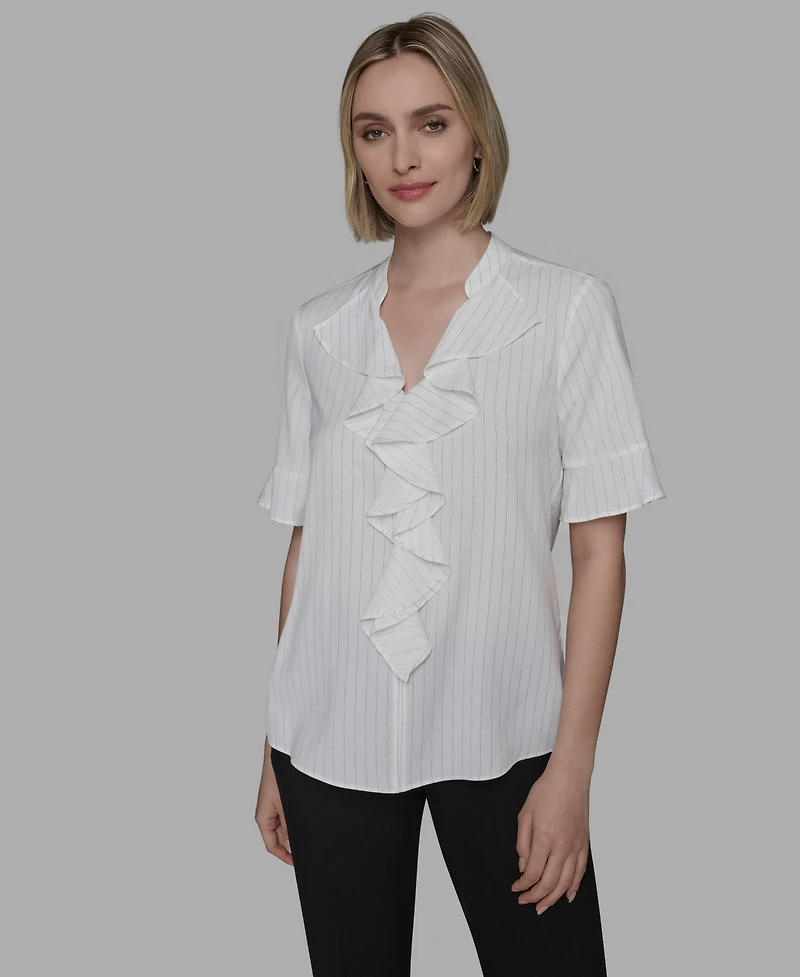 Karl Lagerfeld Paris Women's Short-Sleeve Ruffle Top