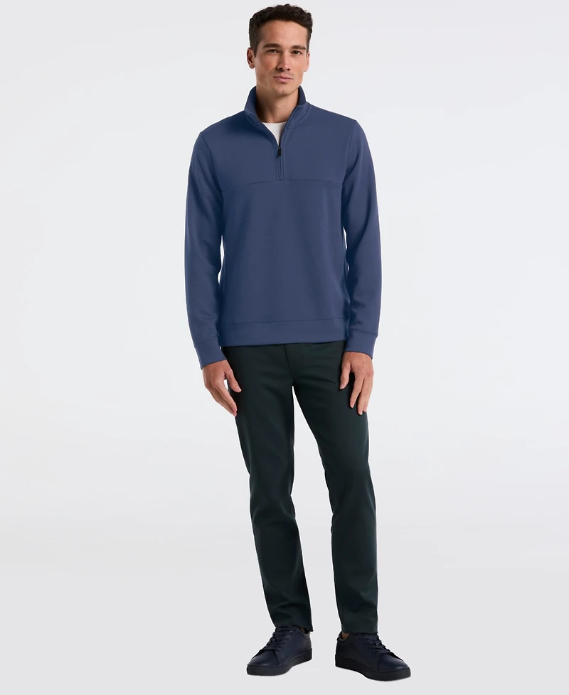 Perry Ellis Men's Neoprene Quarter Zip Long-Sleeve Sweater