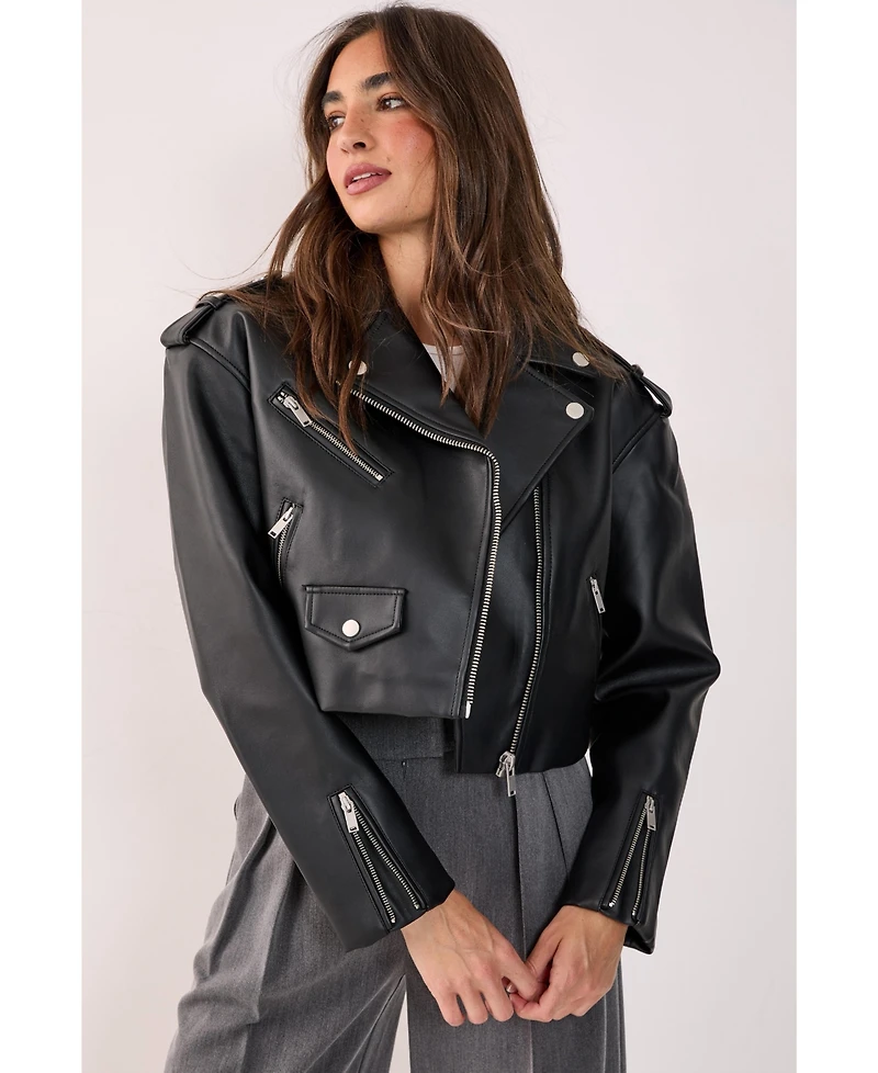 Nasty Gal Faux Leather Boxy Biker
