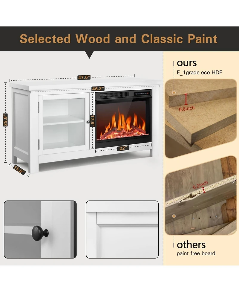 Cowsar 48" Electric Fireplace with Wood Mantel, Freestanding Fireplace with Remote Control, Fireplace Tv Stand, Adjustable Led Flame, 750W/1500W