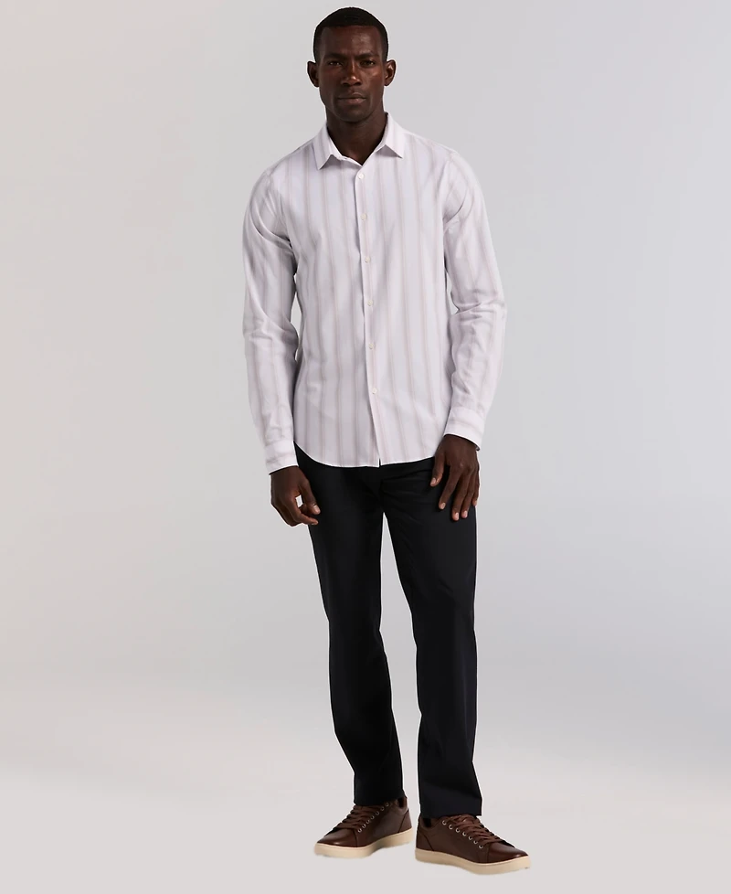 Perry Ellis Men's Long Sleeve Ombre Yarn-Dyed Stripe Shirt