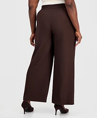 Tahari Asl Plus Mid-Rise Wide-Leg Pants