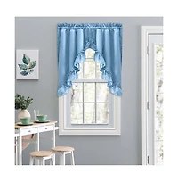 Ellis Stacey 1.5" Rod Pocket High Quality Fabric Solid Color Window Ruffled Swag 60"x38" Slate