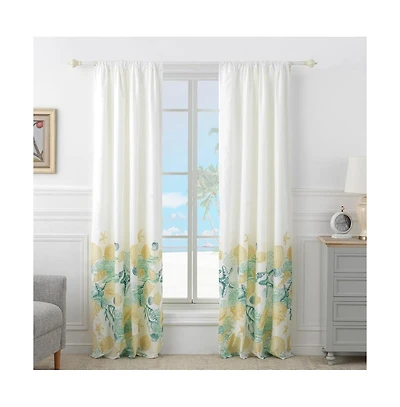 Barefoot Bungalow Grand Bahama Bedroom Living Room Window Curtain Panel Set, 84x84-inches, White