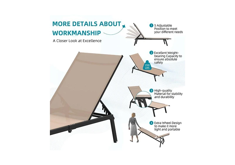 Aecojoy Patio Lounge Chairs, Outdoor Chaise