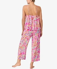 Sanctuary Women's 2-Piece Sleeveless Crop Tank Top & Long Pant Pajama Set