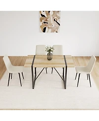 Maison Boucle 5-Piece Modern Dining Table Set, 55" Mid-Century Kitchen with Upholstered Chairs, Wood & Metal Room Set for 4