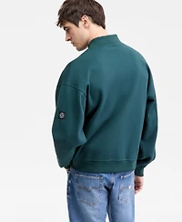 Guess Men's Logo Patch Bomber Sweatshirt