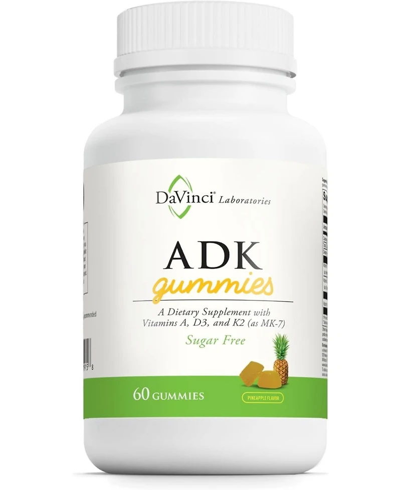 Davinci Labs Adk Gummies – Sugar-Free, Pineapple Flavored Allulose Gummys – Supports Bone, Heart & Immune Health – Vegetarian, Gl