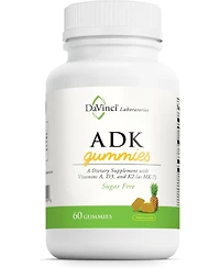Davinci Labs Adk Gummies – Sugar-Free, Pineapple Flavored Allulose Gummys – Supports Bone, Heart & Immune Health – Vegetarian, Gl