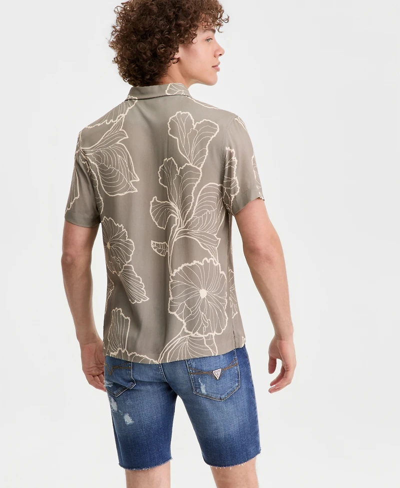 Guess Men's Floral Short-Sleeved Button-Up Shirt
