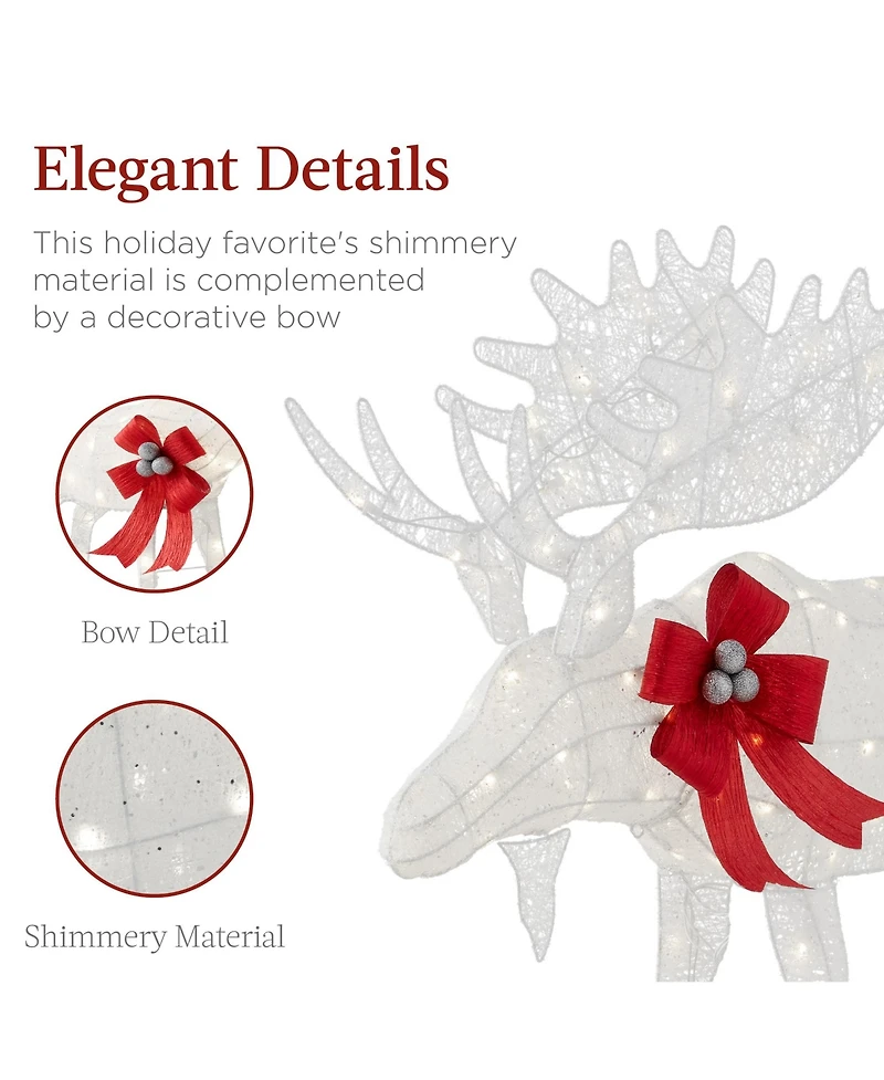 Best Choice Products 2-Piece Moose Family Lighted Christmas Yard Decor Set w/ 170 Led Lights, Stakes, Zip Ties