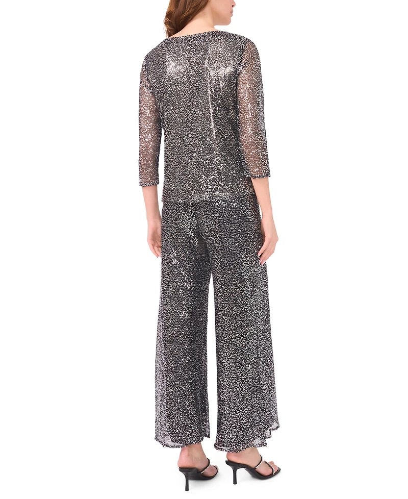 Msk Women's Sequin Pull-On Pants