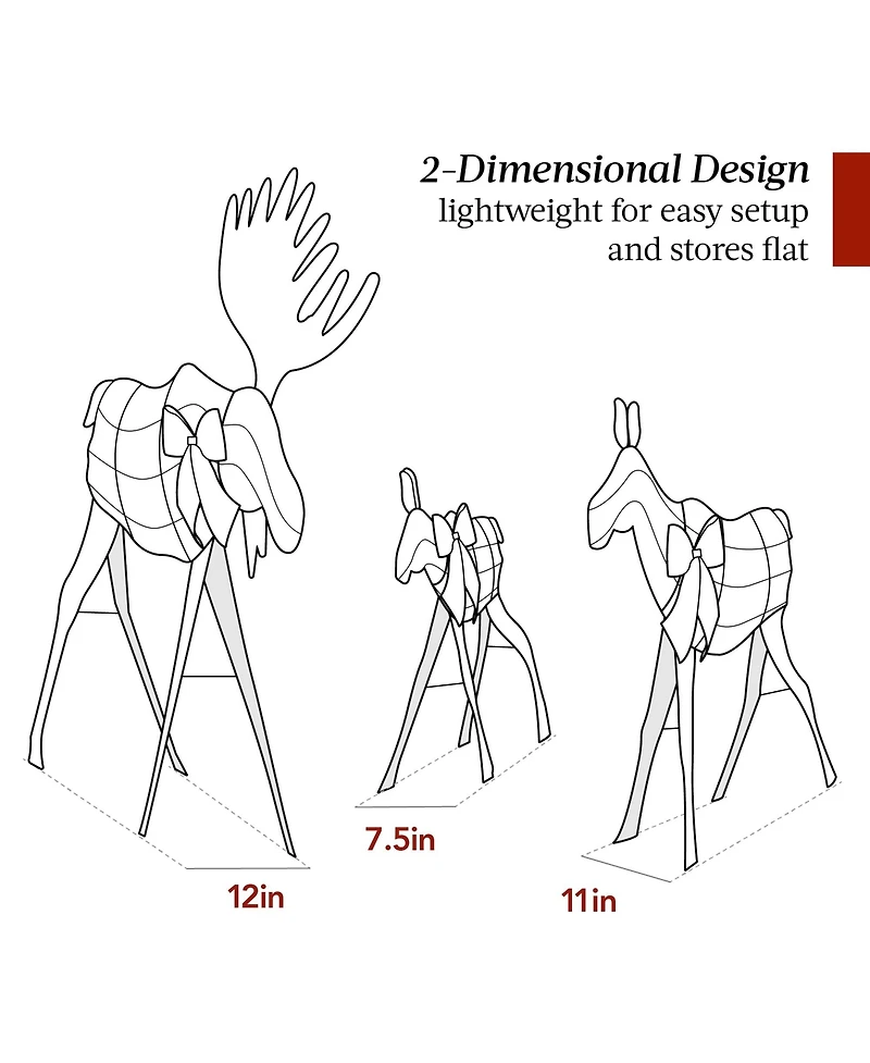 Best Choice Products 4ft 3-Piece Lighted 2D Christmas Moose Set Outdoor Decor w/ 195 Led Lights, Stakes