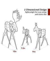 Best Choice Products 4ft 3-Piece Lighted 2D Christmas Moose Set Outdoor Decor w/ 195 Led Lights, Stakes