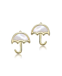 GiGiGirl 14K Gold Plated with White Mother Of Pearl Umbrella Design Stud Earrings For Kids