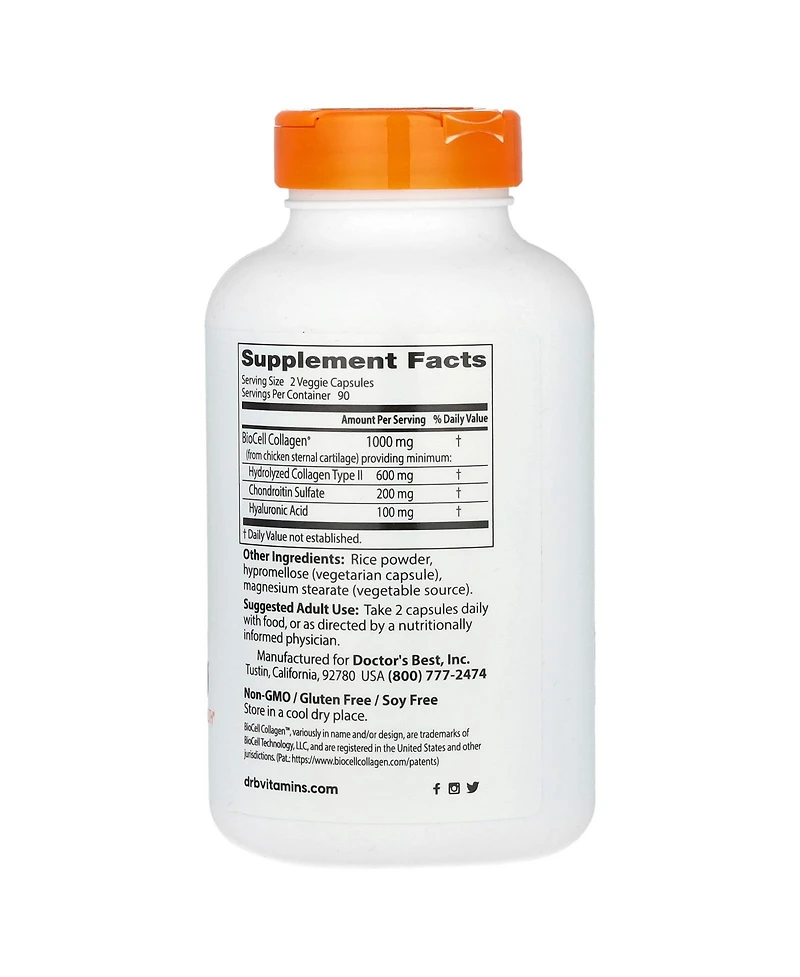 Doctor's Best Hyaluronic Acid + Chondroitin Sulfate with BioCell Collagen